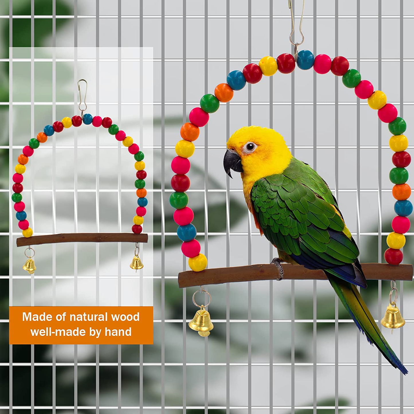 MHHOL Bird Parakeet Toys, Bird Foraging Wall Toy, Bird Perches Swing, Edible Seagrass Woven Climbing Hammock Mat with Chewing Toys, Bird Shredder Toys, for Parrots, Conures, Cockatiels, Budgies Animals & Pet Supplies > Pet Supplies > Bird Supplies > Bird Ladders & Perches MHHOL