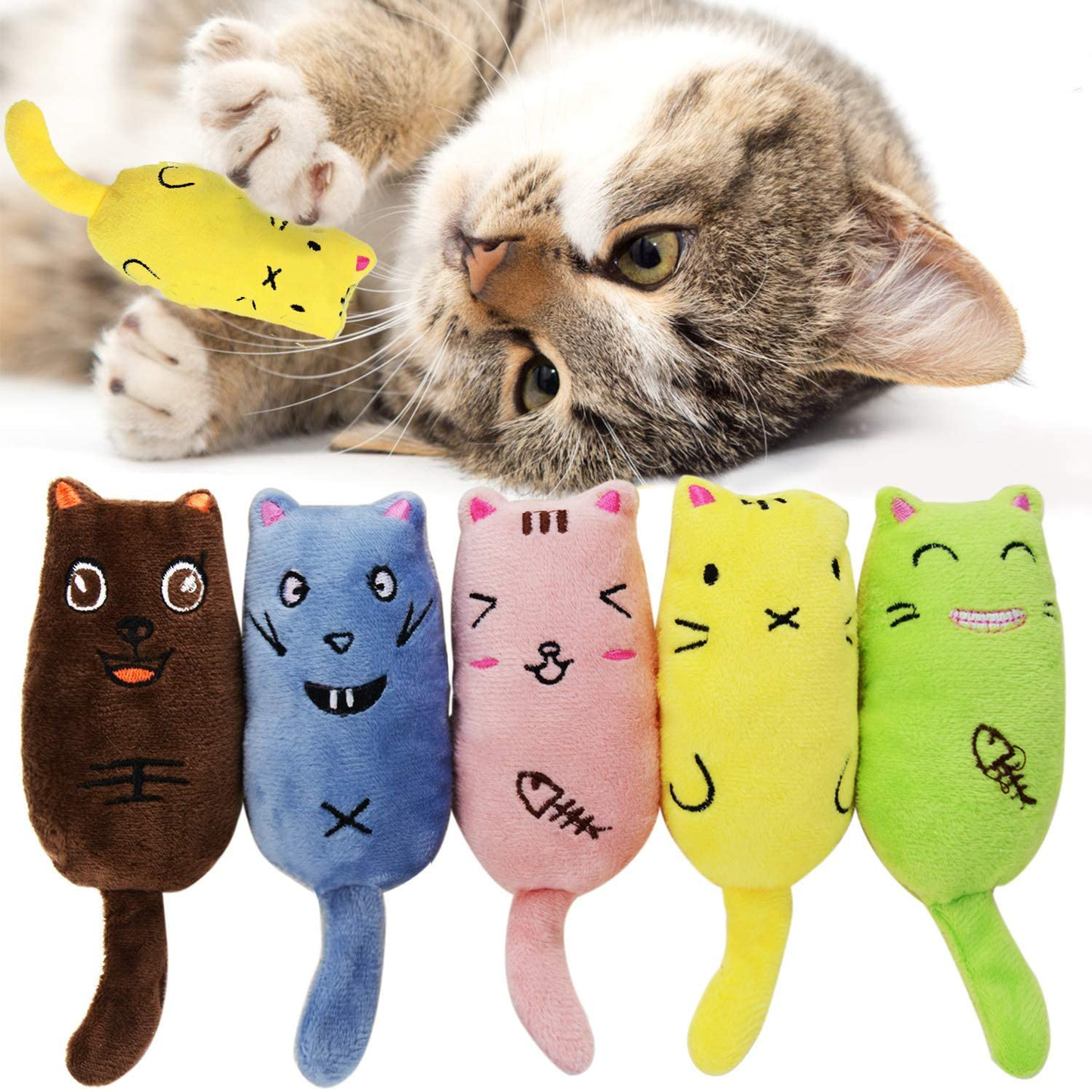 Legendog 5Pcs Catnip Toy, Cat Chew Toy Bite Resistant Catnip Toys for Cats,Catnip Filled Cartoon Mice Cat Teething Chew Toy Animals & Pet Supplies > Pet Supplies > Cat Supplies > Cat Toys Legendog Multicolor1