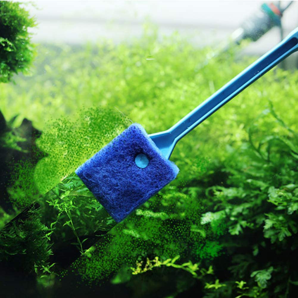 Byyushop Double Side Brush Cleaner Scrubbers Aquarium Long Handle Fish Tank Cleaning Tool - Blue 40Cm Animals & Pet Supplies > Pet Supplies > Fish Supplies > Aquarium Cleaning Supplies BYyushop