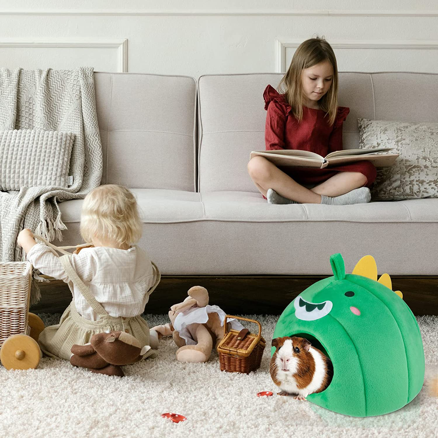 Guinea Pig Bed,Washable Warm Small Pet Animals Cave Bed,Hamster Hedgehogs Chinchilla Habitat Pet Bed House Hideout Cage Accessories Animals & Pet Supplies > Pet Supplies > Small Animal Supplies > Small Animal Habitat Accessories Olerqzer