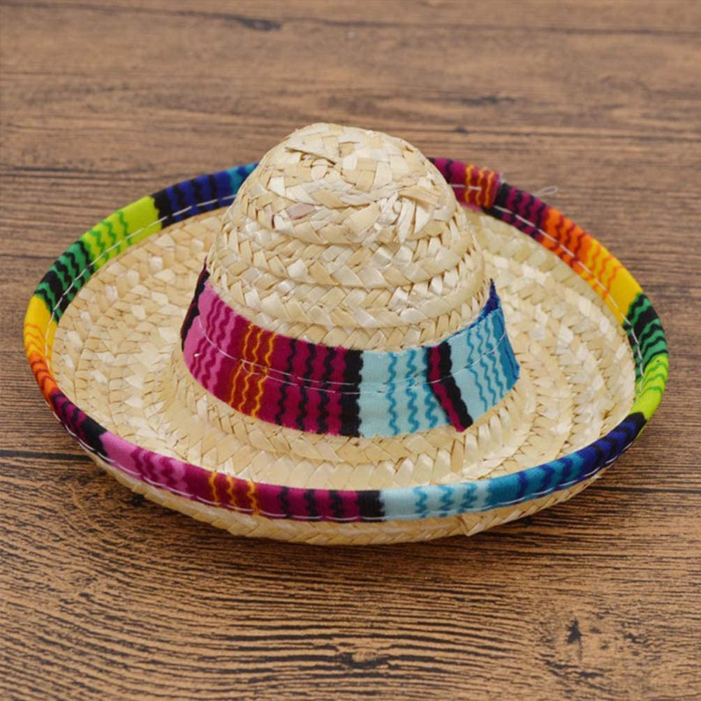 Cat Mexican Hat Mini Sombrero Cinco De Mayo Poncho Party Straw Hats for Small Dog Pets Puppy Animals & Pet Supplies > Pet Supplies > Cat Supplies > Cat Apparel Wittocs