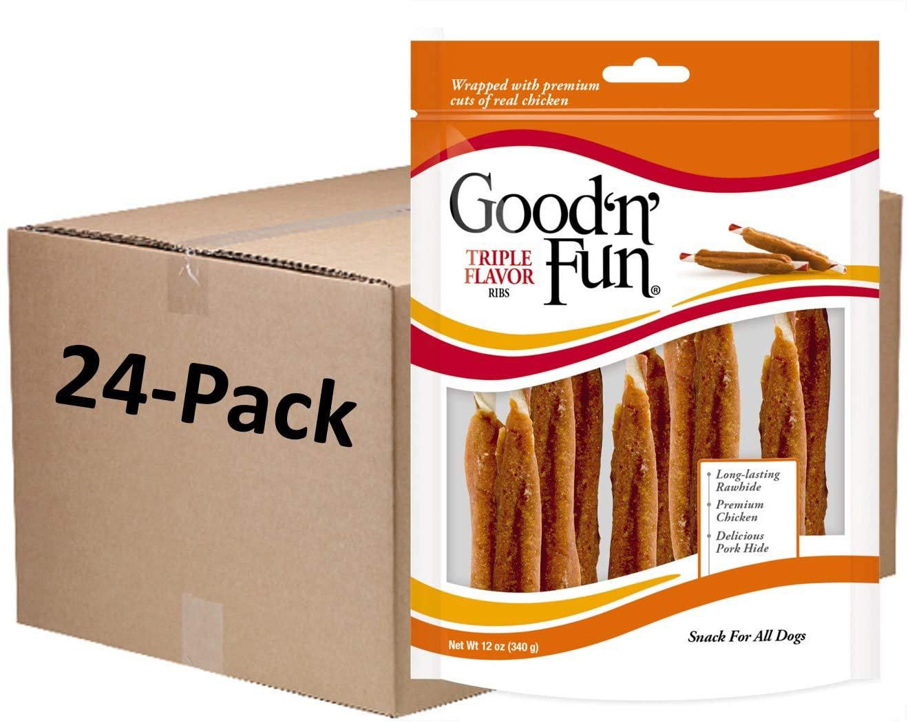 Good ’N’ Fun Triple Flavor Ribs, Rawhide Snack for All Dogs Animals & Pet Supplies > Pet Supplies > Small Animal Supplies > Small Animal Treats Good'n'Fun 288-Ounce