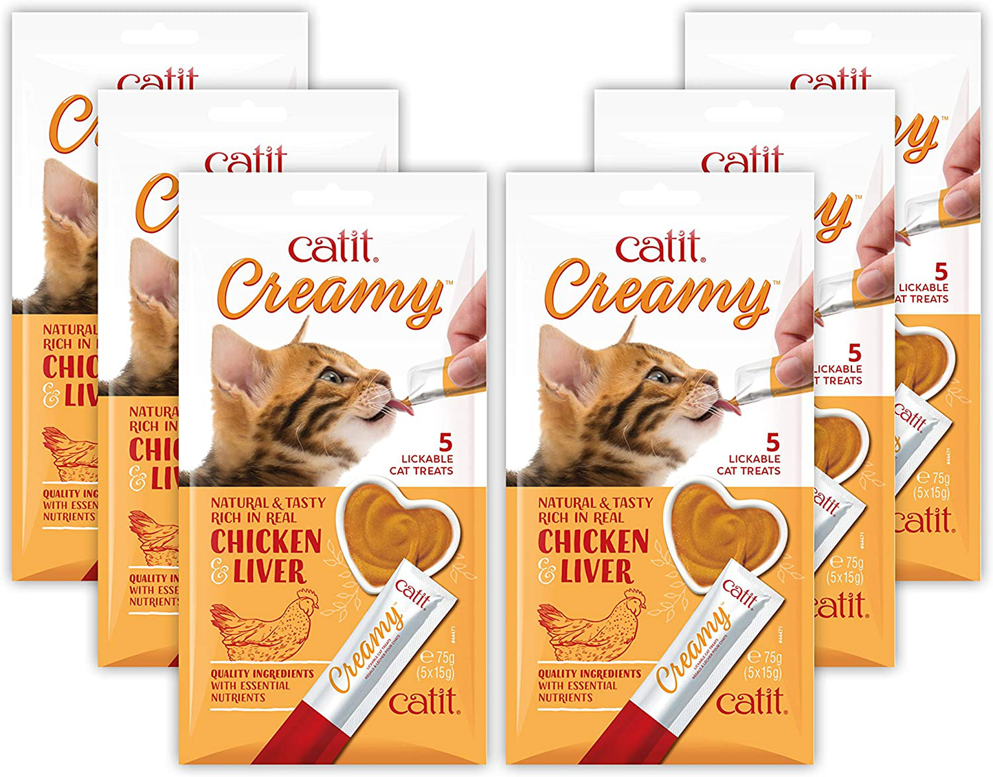 Catit Creamy Lickable Cat Treat, Healthy Cat Treat, Assortment, 12 Pack Animals & Pet Supplies > Pet Supplies > Cat Supplies > Cat Treats Catit Chicken & Liver 5 Count (Pack of 6)