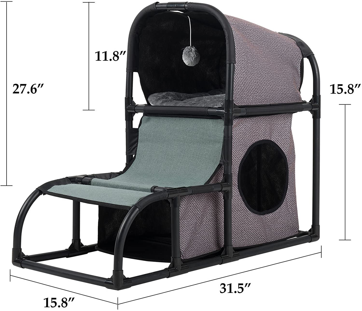 SNUGENS 4 in 1 Multi-Functional Cat Tree Condo Furniture, Super Stable Cat Tower House, Combined with Cat Bed, Cat Climber, Peek Holes, Scratching Post & Dangling Toy Animals & Pet Supplies > Pet Supplies > Cat Supplies > Cat Furniture SNUGENS