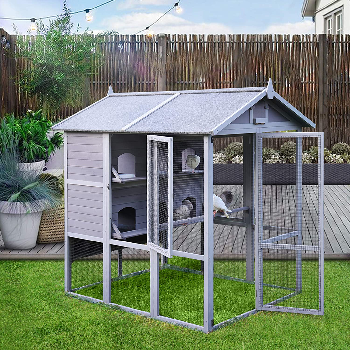 Large Pigeon Cage, Wooden Bird Cage Bird House, Parrot Cage Bird Aviary for Outdoor Animals & Pet Supplies > Pet Supplies > Bird Supplies > Bird Cages & Stands Aivituvin