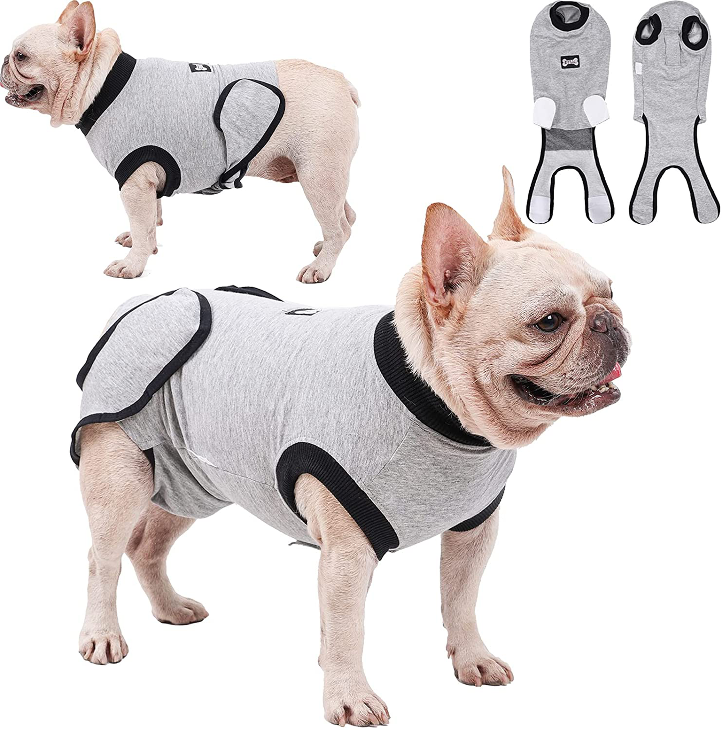 Dog Recovery Suit Body Suit after Surgery Dog Onesie Cone Alternatives Spay Neuter Suit Surgical Recovery Suit for Female Male Dogs Animals & Pet Supplies > Pet Supplies > Dog Supplies > Dog Apparel ETIAL Grey Small