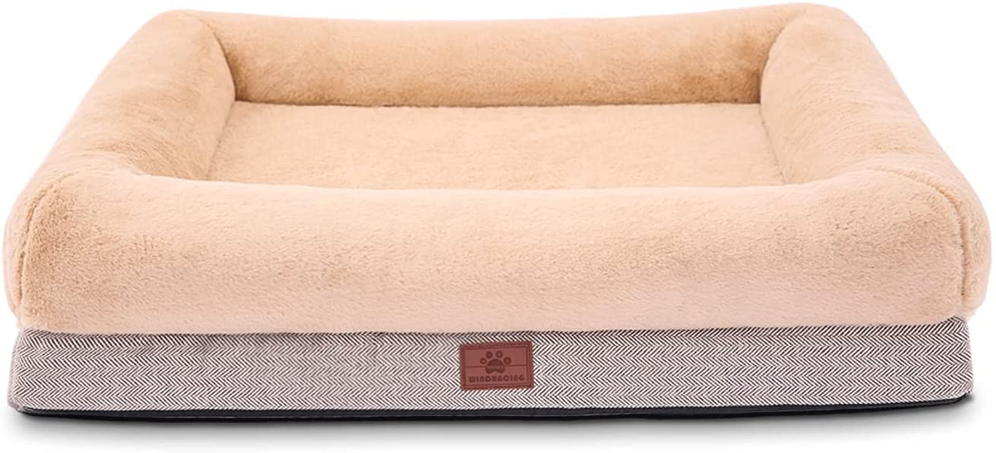 Orthopedic Dog Bed for Large Dogs and Medium Dogs, Dog Sofa Bed with Waterproof Liner Pad and Removable Washable Cover, Dog Mat for Crates and Couch,Puppy Bed, Pet Bed Animals & Pet Supplies > Pet Supplies > Dog Supplies > Dog Beds WINDRACING Apricot Medium