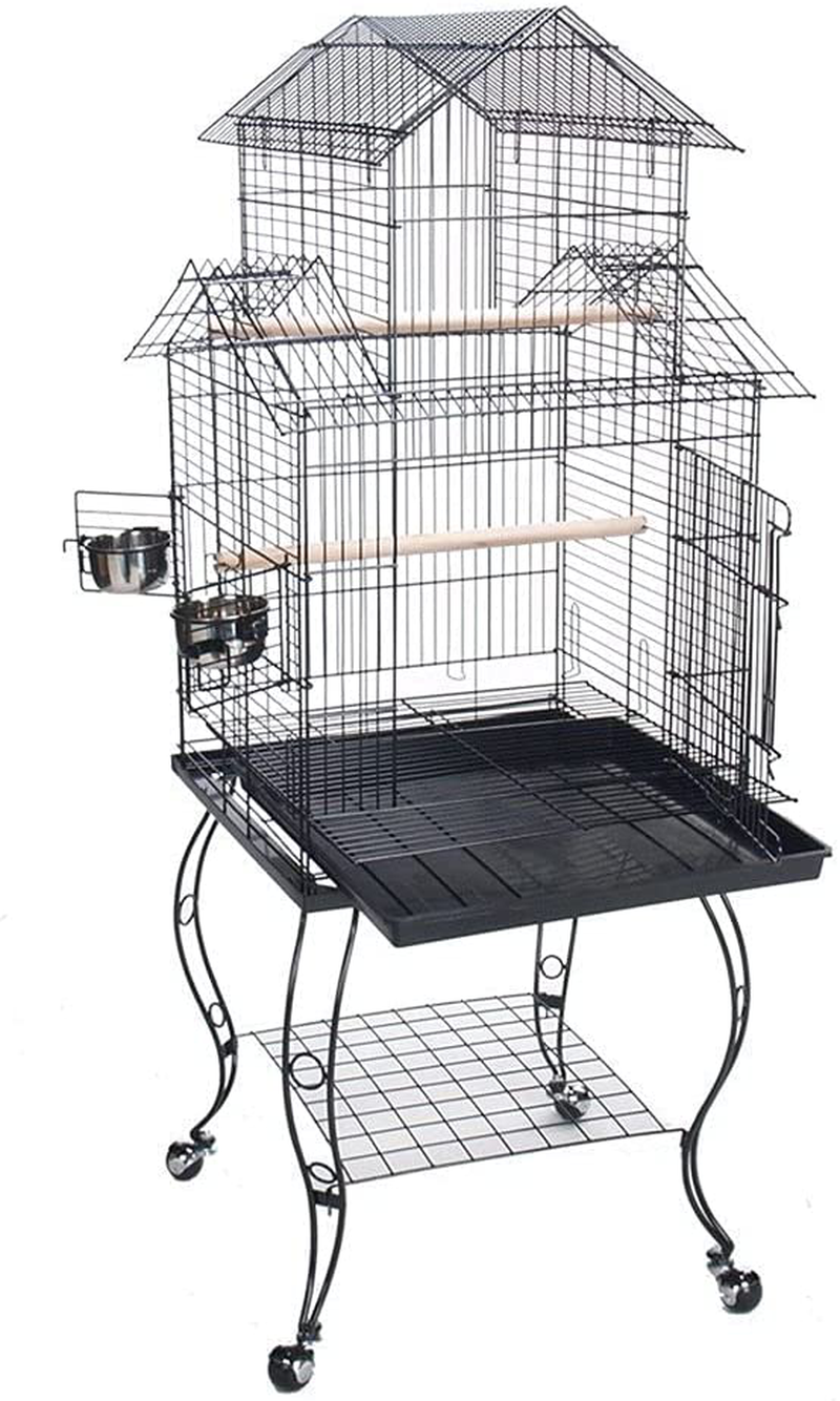 Large 20-Inch Pagoda House Roof Top Parrot Lovebird Cockatiel Cockatiels Parakeets Cage with Stand, Black Vein Animals & Pet Supplies > Pet Supplies > Bird Supplies > Bird Cages & Stands Mcage
