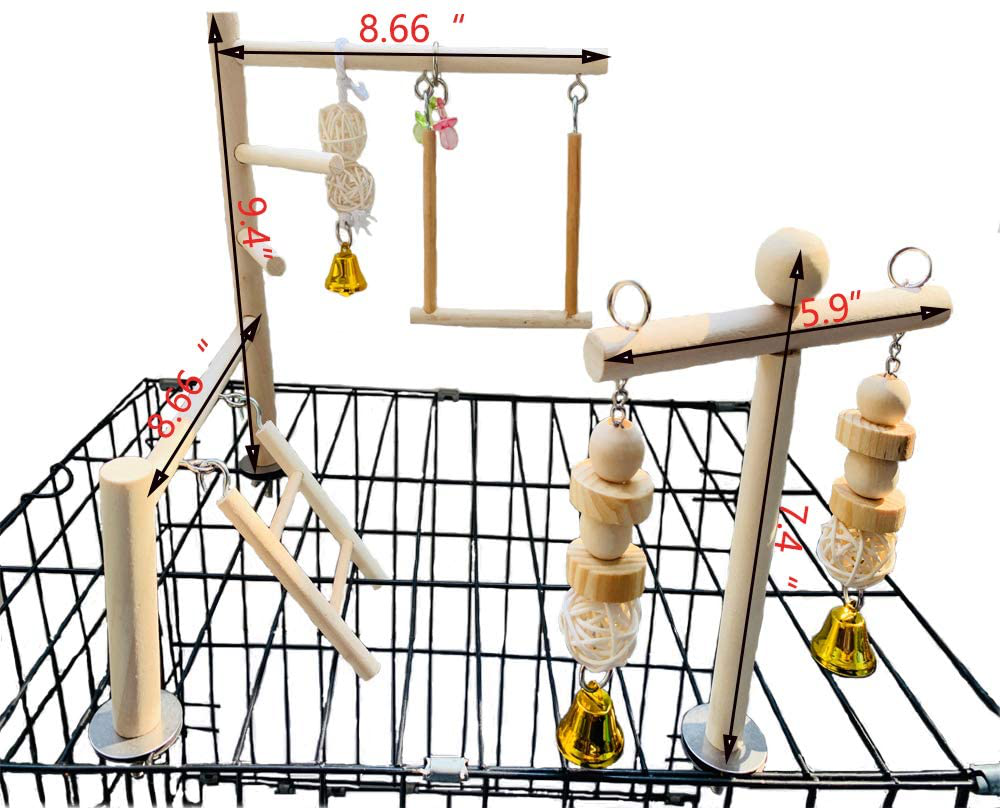 Hamiledyi Parrot Playground Parakeet Perches outside Cage Bird Climbing Ladder Swing Toy Natural Wood Cockatiel Play Gyms Stand for Small Conure Love Birds Finch African Grey Macaw Amazon Budgies Animals & Pet Supplies > Pet Supplies > Bird Supplies > Bird Gyms & Playstands Hamiledyi