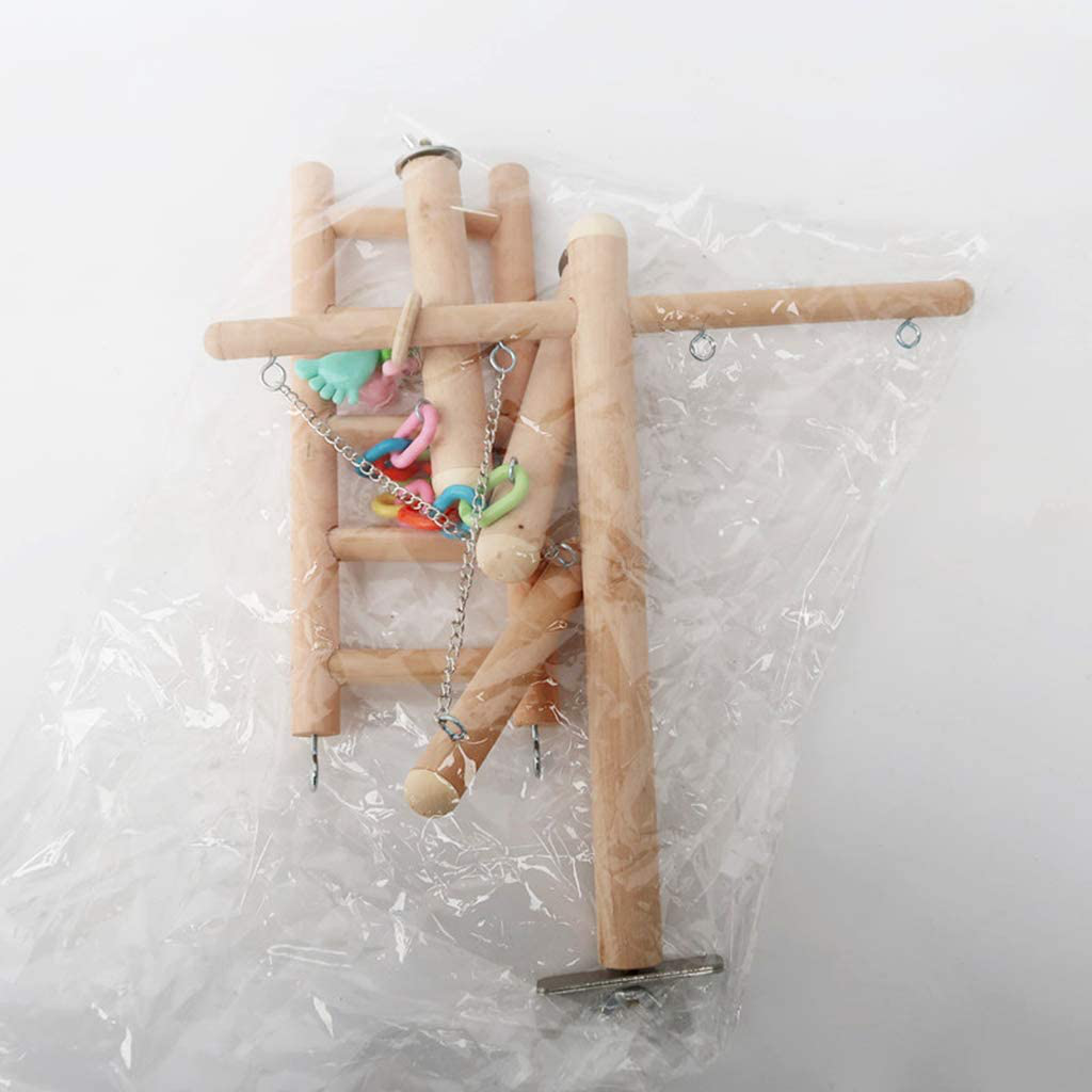 Hibye Bird Cage Stand Play Gym Wood Perch Playground Parrot Climbing Ladder Chewing Chain Swing Activity Exercise Center for Lovebirds Budgies Finches Parakeets Animals & Pet Supplies > Pet Supplies > Bird Supplies > Bird Gyms & Playstands Hibye