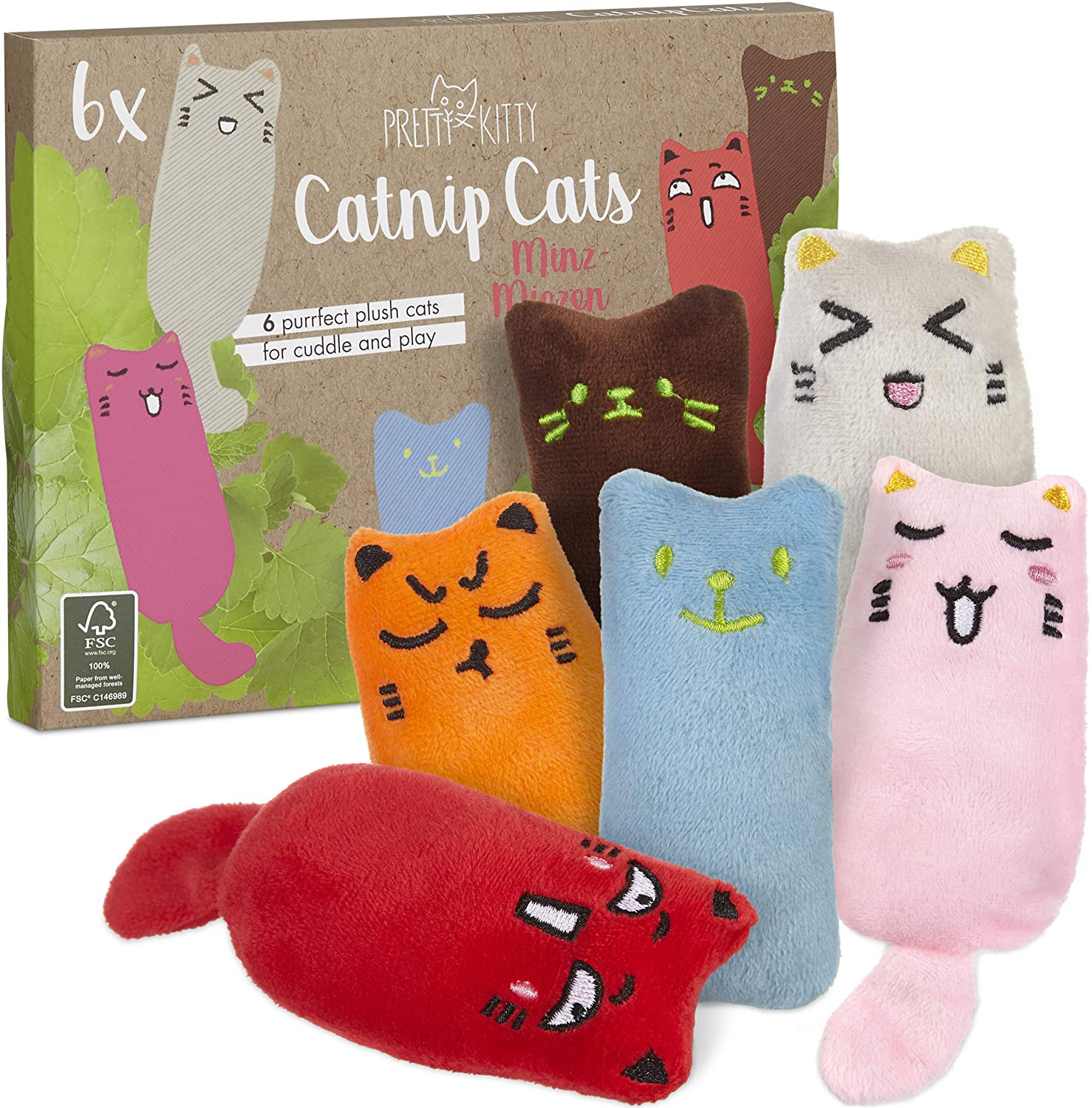 Pretty Kitty Catnip Cats 6X Premium Cat Toys for Indoor Cats with