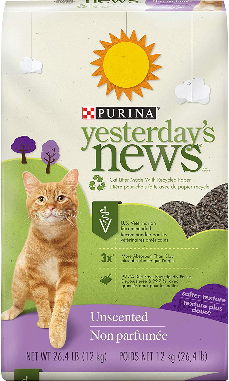 PURINA Yesterday'S News Odor Control, Lightweight, Unscented Paper Cat Litter Animals & Pet Supplies > Pet Supplies > Cat Supplies > Cat Litter Box Liners PURINA Yesterday's News Soft Texture 26.4 lb. Box