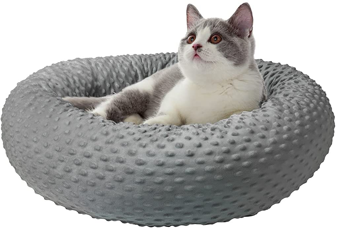 Dog Bed for Medium and Large Dogs Donut Calming Anti-Anxiety Dog Beds with Dot Plush, Personalized Pet Bed with Washable(27-Inch, Pink) by JATEN Animals & Pet Supplies > Pet Supplies > Dog Supplies > Dog Beds JATEN Dark-Grey S(20" x 20")