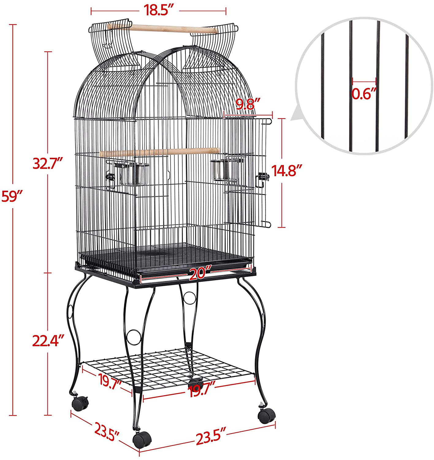 Topeakmart Medium Open Top Parrot Bird Cage for Cockatiels Conures Green Cheek Parakeets with Rolling Stand Animals & Pet Supplies > Pet Supplies > Bird Supplies > Bird Cages & Stands Topeakmart