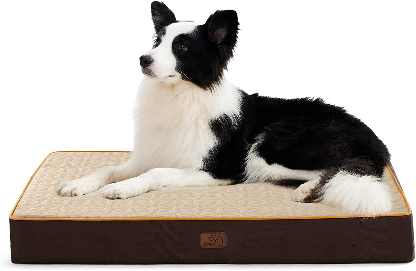 Bedsure Orthopedic Memory Foam Dog Bed for Large Dogs up to 75/100Lbs, (3.5-4 Inches Thick) Pet Bed Mattress with Removable Washable Cover, 2-Layer Pet Mat with Waterproof Lining Dog Beds, Grey Animals & Pet Supplies > Pet Supplies > Dog Supplies > Dog Beds Bedsure