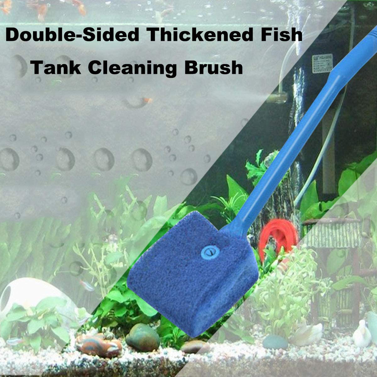 Ailindany Double-Sided Fish Tank Aquarium Cleaning Sponge Brush with Non-Slip Handle Blue Animals & Pet Supplies > Pet Supplies > Fish Supplies > Aquarium Cleaning Supplies Ailindany