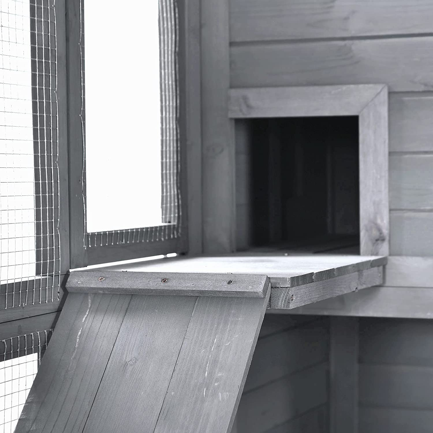 Pawhut Large Wooden Outdoor Cat House with Large Run for Play, Catio for Lounging, and Condo Area for Sleeping, Grey Animals & Pet Supplies > Pet Supplies > Cat Supplies > Cat Beds PawHut