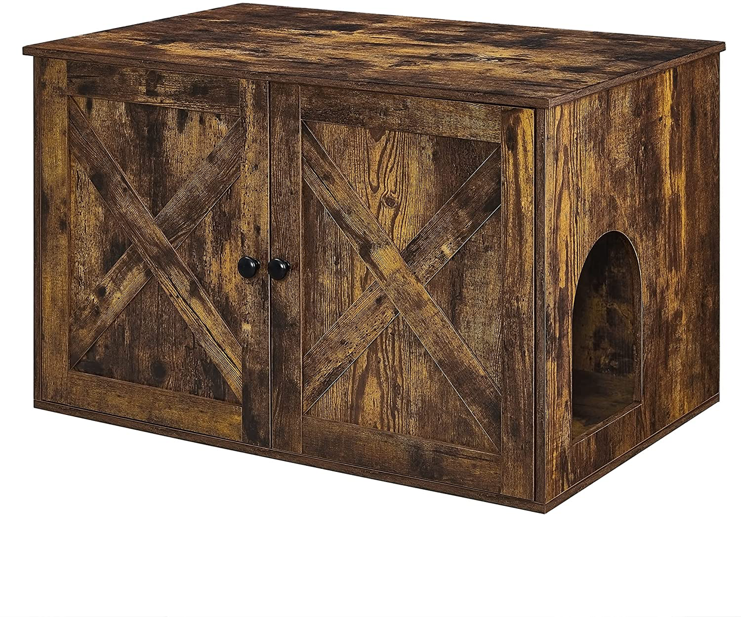 FEANDREA Hidden Cat Litter Box Enclosure, Wooden Cabinet Furniture, Cat Washroom with Doors, Indoor Cat House, Nightstand, End Table, 31.5 X 20.9 X 19.4 Inches Animals & Pet Supplies > Pet Supplies > Cat Supplies > Cat Furniture FEANDREA Rustic Brown