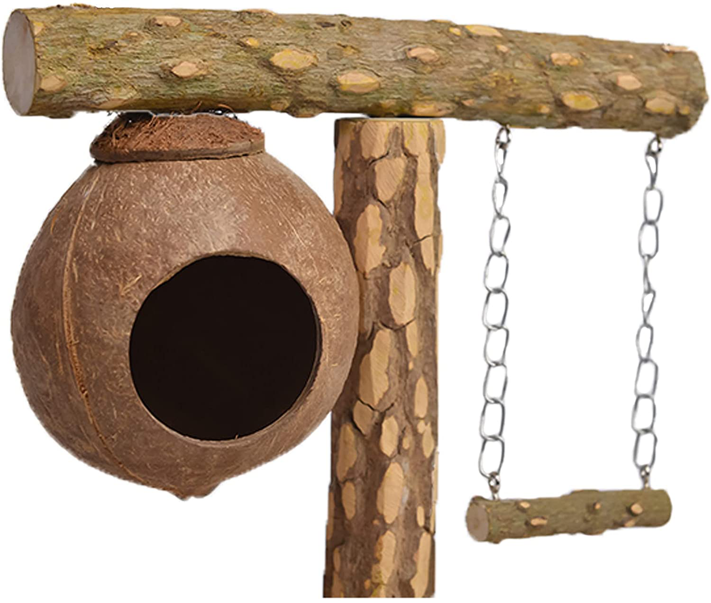 Bird Playstand Platform for Cockatiels, Parrots Playground Stand Perches, outside Birdcage Playpen Stand with Swing and Ladder, Natural Wood Tabletop Exercise Playgym for Parakeets, Conures, Cockatoo Animals & Pet Supplies > Pet Supplies > Bird Supplies > Bird Cages & Stands MKubwaa