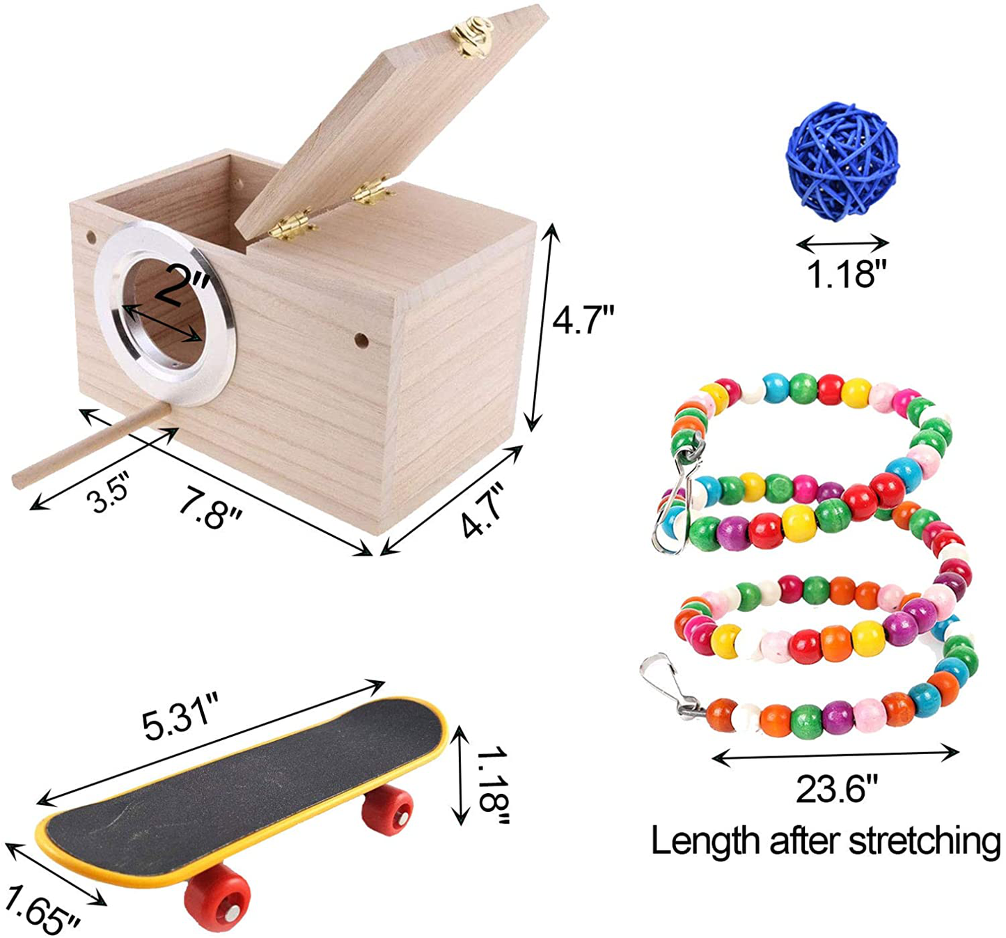 Kathson Parrot Nest Breeding Box, Wood Bird Nest for Cage, Parakeet Nesting Box with Perches Pet House Natural Coconut Fiber Bird Toys for Parakeet Cockatoo Budgie Cockatiel Lovebirds (Small) Animals & Pet Supplies > Pet Supplies > Bird Supplies > Bird Cage Accessories kathson