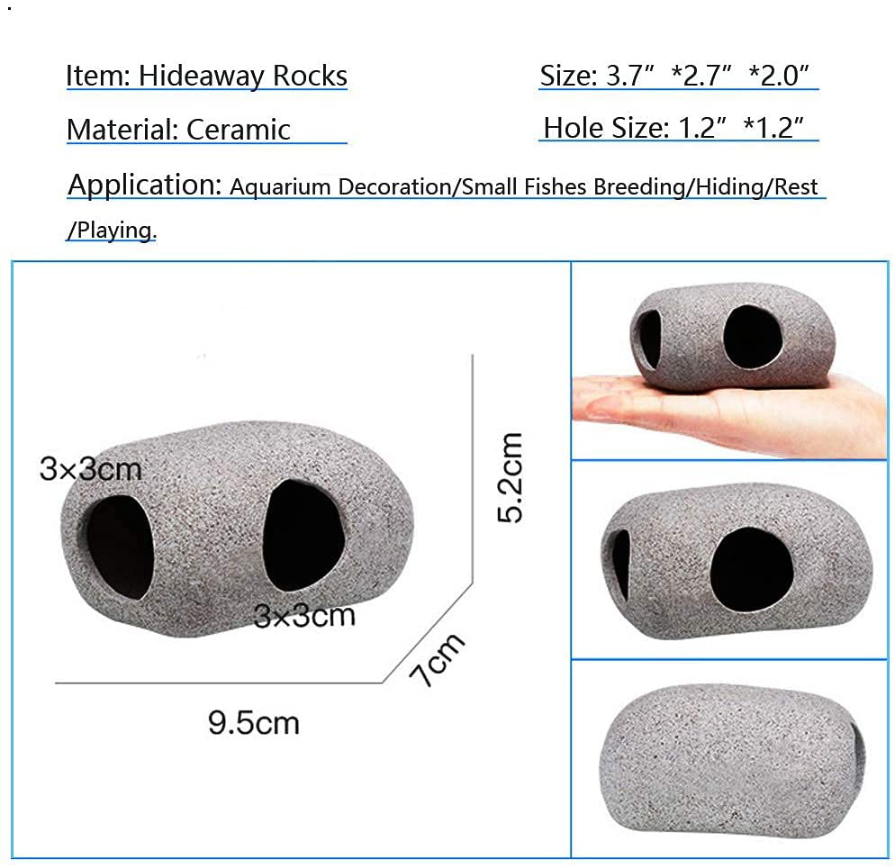 Spingsmart Aquarium Hideaway Rocks for Aquatic Pets to Breed, Play and Rest, Safe and Non-Toxic Fish Tank Ornaments, Ceramic Decor Rocks for Aquascape Animals & Pet Supplies > Pet Supplies > Fish Supplies > Aquarium Decor SpringSmart