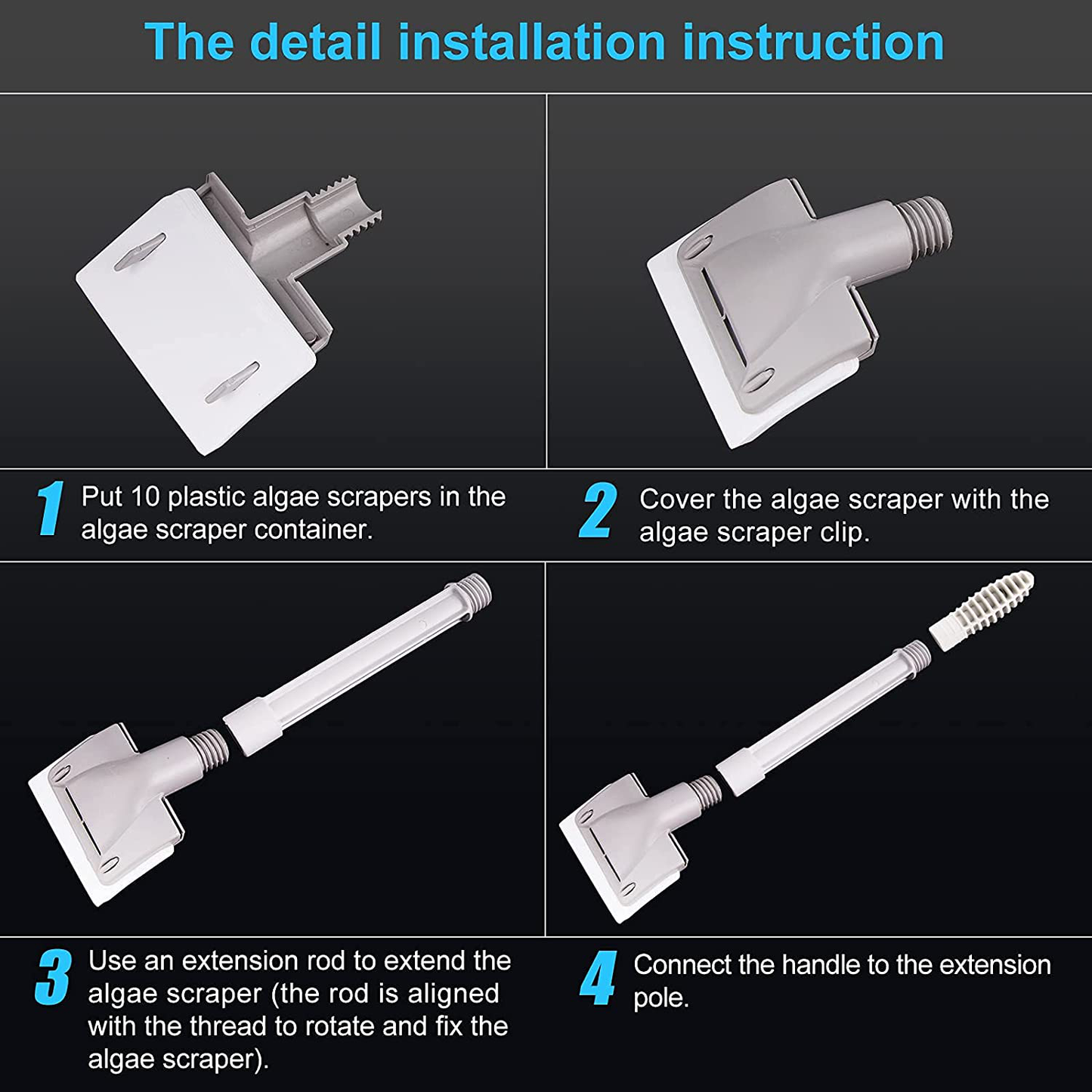 Saltwater Aquarium Cleaner Fish Tank Scraper Cleaning Tools 17.7-48 Inch Long for Cleaning Acrylic or Glass Saltwater Marine Tank Never Rust Animals & Pet Supplies > Pet Supplies > Fish Supplies > Aquarium Cleaning Supplies Aquarium Choice