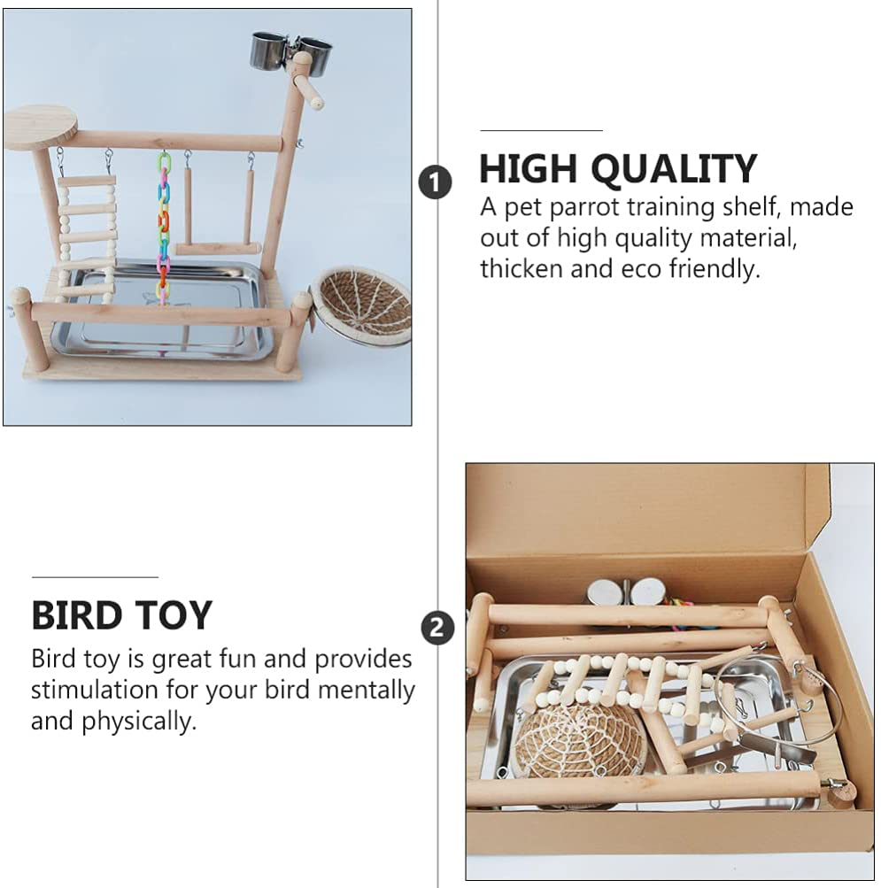 Balacoo Bird Play Stand Parrot Swing Playstand Cockatiel Playground Wood Perch Gym Playpen Ladder with Feeder Cups Toys Exercise Play Animals & Pet Supplies > Pet Supplies > Bird Supplies > Bird Gyms & Playstands balacoo