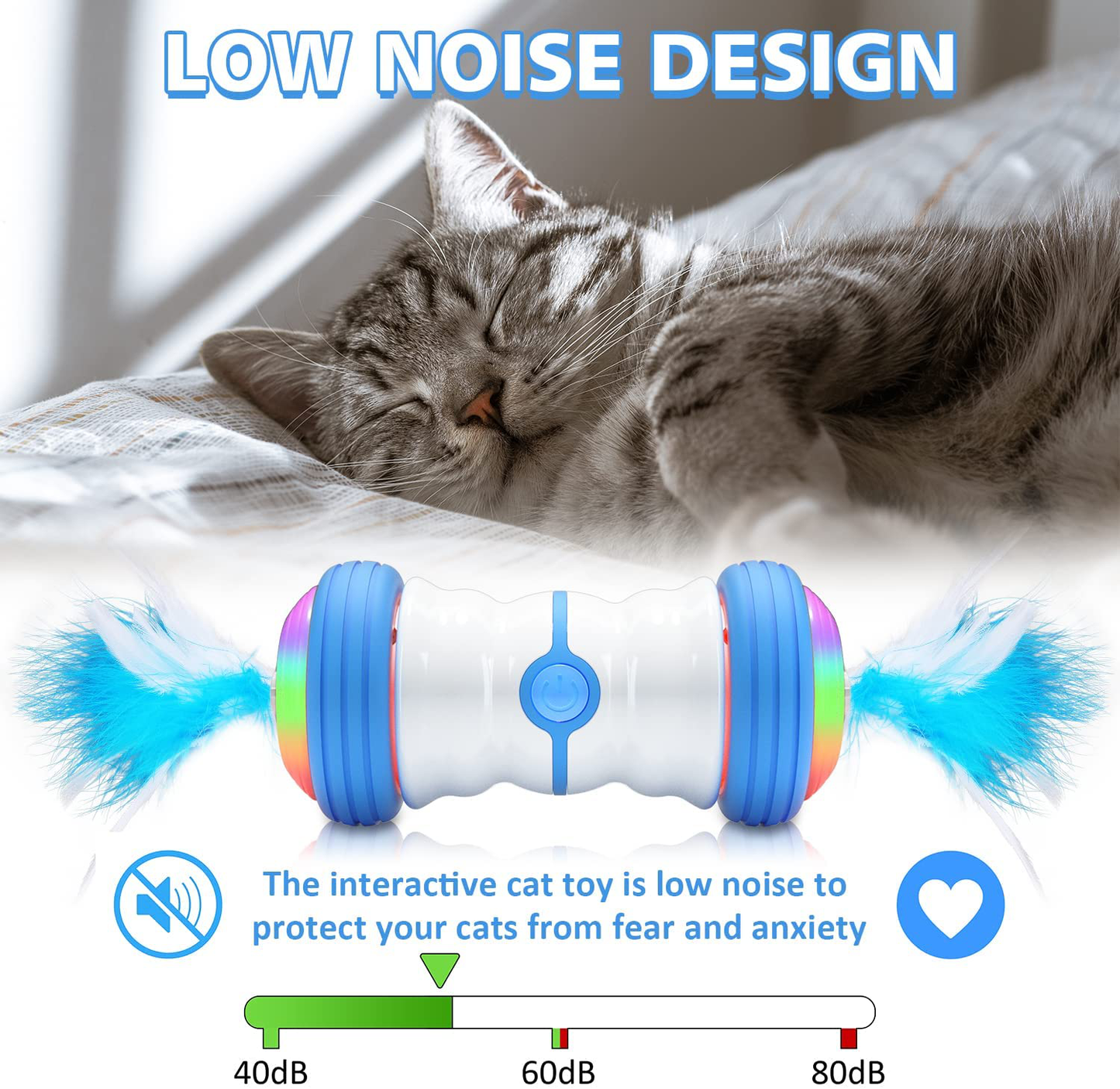 Electric Cat Toy - Automatic Cat Toy Feather - Interactive Cat Toy - Robotic Cat Toy with 4 Feathers & Bell, LED Light and 2 Speeds Mode - Cat Toys for Indoor Cats / Kitten Fun, Exercise Training Animals & Pet Supplies > Pet Supplies > Cat Supplies > Cat Toys Keniglio