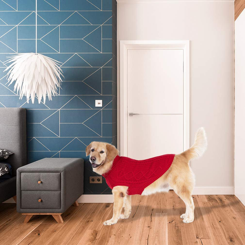 BINGPET Turtleneck Knitted Dog Sweater - Classic Cable Knit Dog Jumper Coat, Warm Pet Winter Clothes Outfits for Dogs Cats in Cold Season Animals & Pet Supplies > Pet Supplies > Dog Supplies > Dog Apparel BINGPET