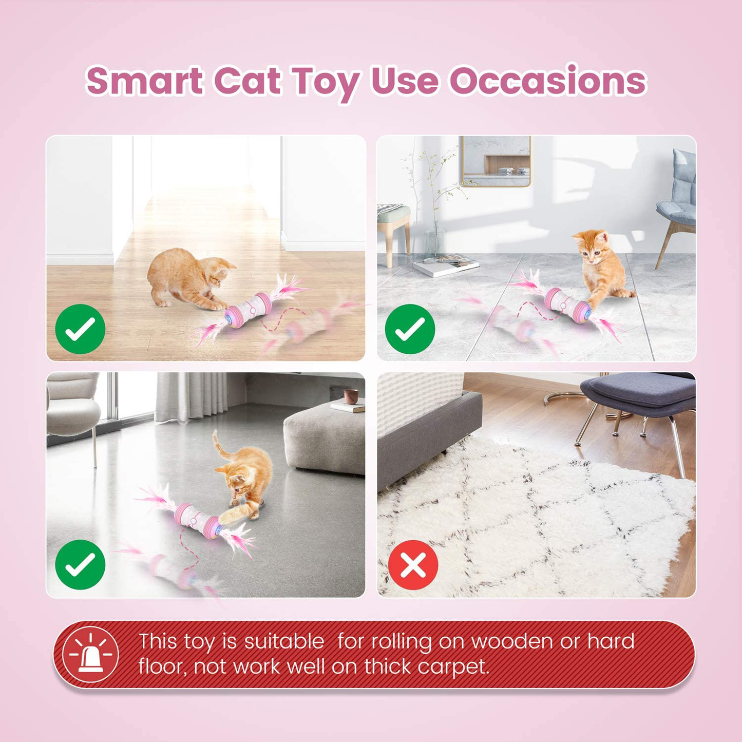 IOKHEIRA Automatic Cat Toy, Robotic Cat Feather Toys, Two Speed Self-Rotating Interactive Cat Toy, Rechargeable& Colorful Electric Cat Toy Animals & Pet Supplies > Pet Supplies > Cat Supplies > Cat Toys IOKHEIRA