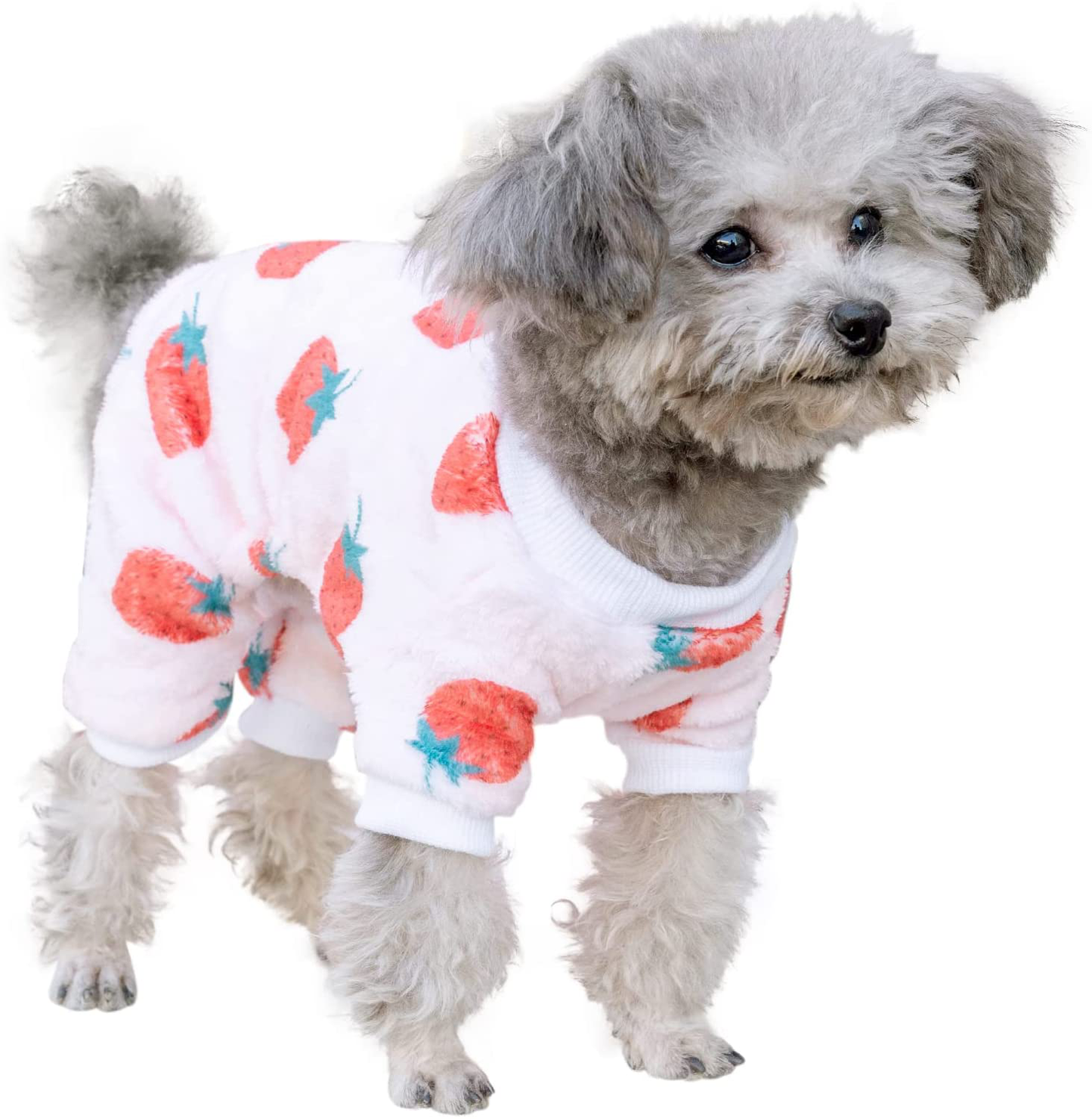 Cutebone Dog Christmas Sweater Coat Thick Velvet Pet Clothes Cat Onesie Fit Your Puppy Warm in Frozen Cold Weather Animals & Pet Supplies > Pet Supplies > Cat Supplies > Cat Apparel CuteBone Strawberry X-Large