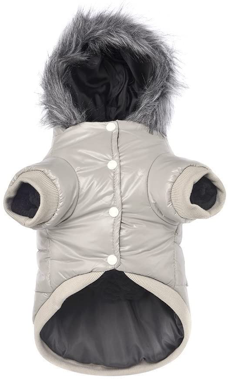 Lesypet Dog Warm Winter Coat, Doggy Coats for Small Dogs Wind Resist Paded Warm Jacket for Puppy Animals & Pet Supplies > Pet Supplies > Dog Supplies > Dog Apparel lesypet Grey Large