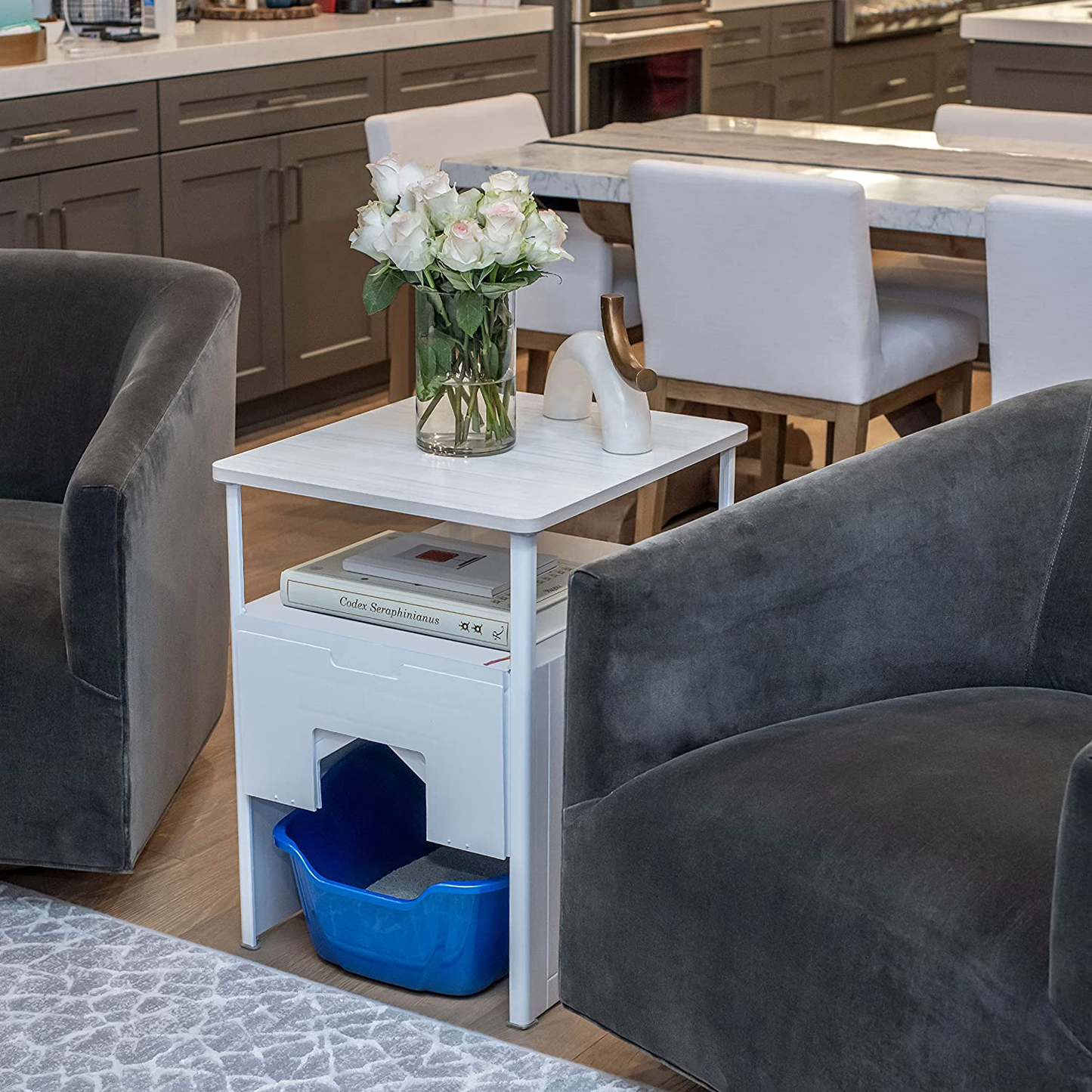 Palram Max Cat Litter Box Nightstand Enclosure, Tall Litter Box Hidden Cabinet, Washroom Cat Box Furniture Cover for Small Medium Cats, White Animals & Pet Supplies > Pet Supplies > Cat Supplies > Cat Furniture Palram