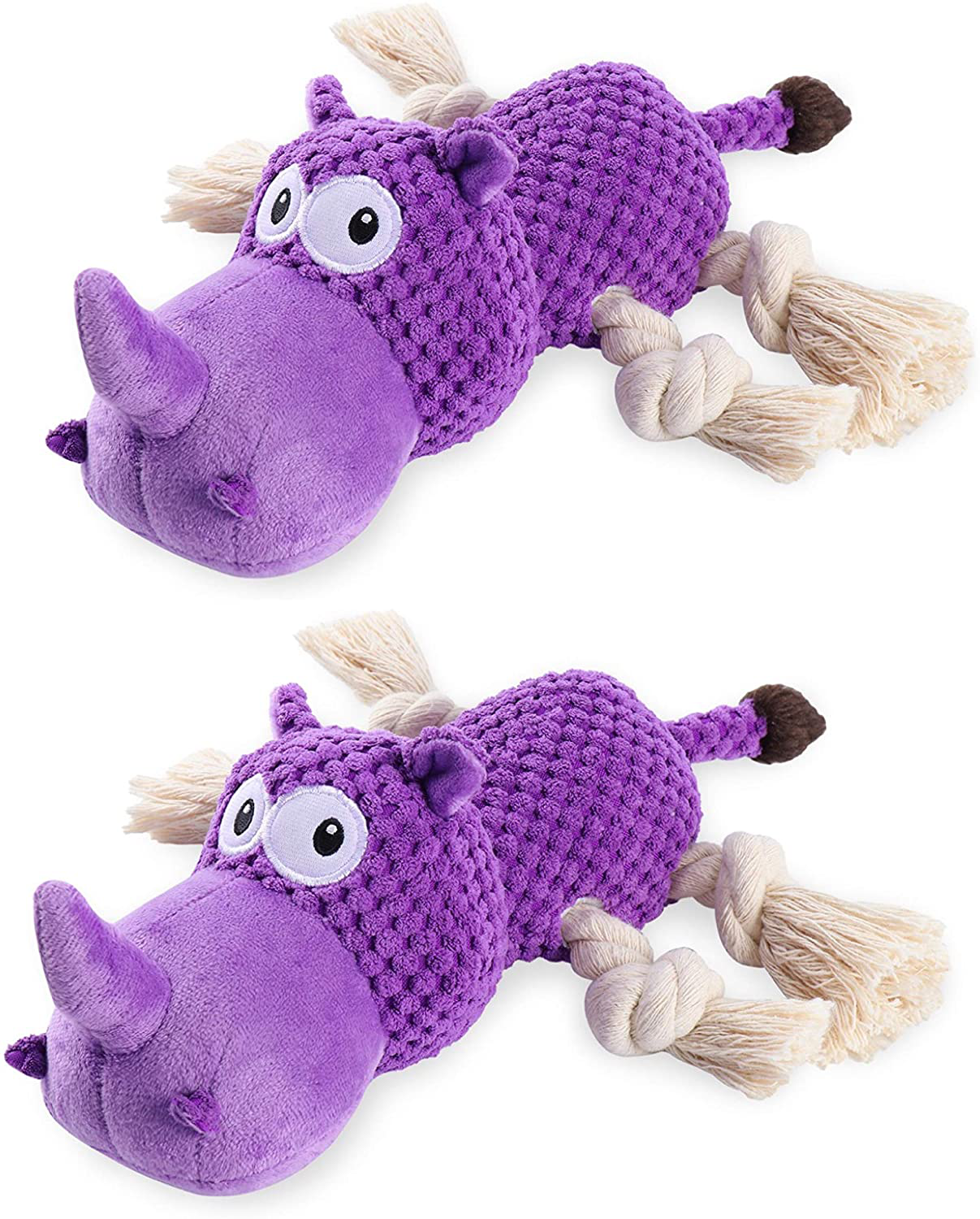 Squeaky Dog Toys Chew Toys for Dogs Plush Dog Toy Durable Interactive Tug of War Stuffed Dog Chew Toys for Puppy, Small, Middle, Big Dogs Teething Reducing Boredom Aggressive Animals & Pet Supplies > Pet Supplies > Dog Supplies > Dog Toys X-XDUN rhinoceros(2pack)
