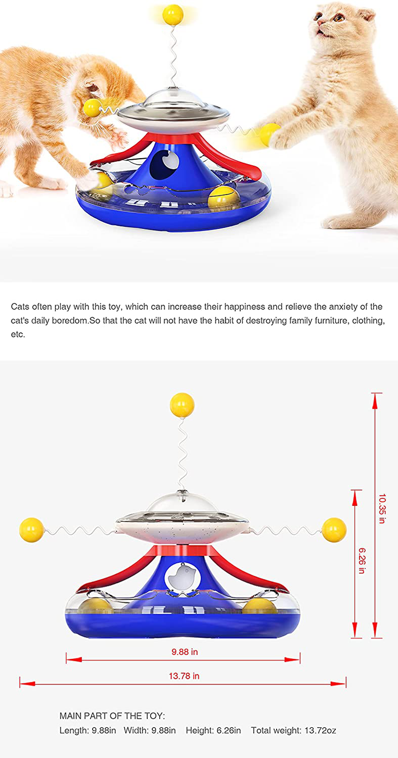 Turntable Kitten Toys, Interactive Cat Toys, Cat Toys for Indoor, Cat Toys That Can Distribute Food to Make Cats Play, Puzzle Kitty Toys. XNYCWX Animals & Pet Supplies > Pet Supplies > Cat Supplies > Cat Toys XNYCWX