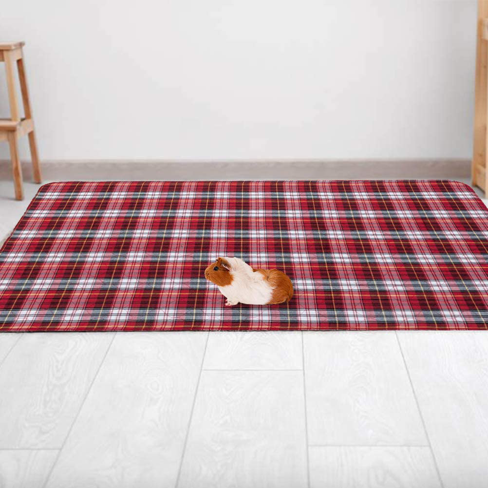 EXPAWLORER Guinea Pig Cage Liners & Cleaning Brush Set - 2 Pack Washable Fleece Guinea Pig Pads for Dogs Waterproof & Non-Slip, Reusable Plaid Pee Pads for Small Animals Cats Rabbits Puppies Animals & Pet Supplies > Pet Supplies > Small Animal Supplies > Small Animal Bedding EXPAWLORER