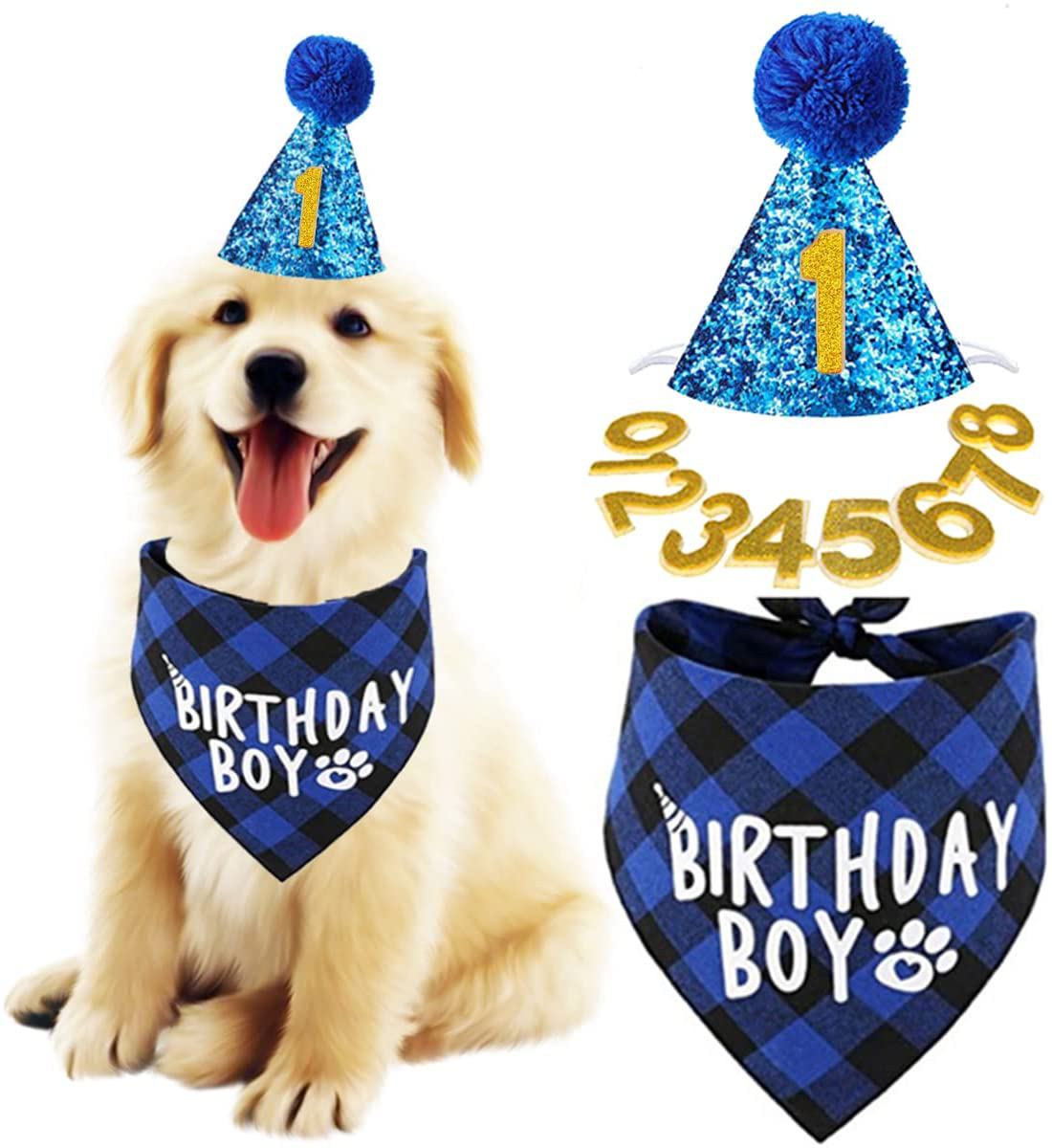 Christmas Pet Party Jazz Hat and Blingbling Bow Tie Breakaway Collar Set, Adjustable Headband for Kitten Puppy Small Dogs Cats Animals & Pet Supplies > Pet Supplies > Cat Supplies > Cat Apparel Arogheiz Blue Bandana Set