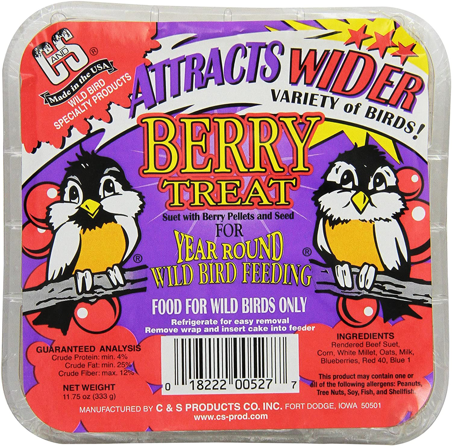 C&S Suet Treats for Wild Birds, 12 Pack Animals & Pet Supplies > Pet Supplies > Bird Supplies > Bird Food C&S Berry
