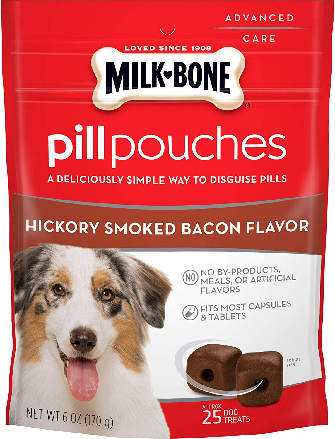 Milk-Bone Pill Pouches Dog Treats to Conceal Medication, 6 Ounce (Pack of 5) Approx. 125 Count Animals & Pet Supplies > Pet Supplies > Dog Supplies > Dog Treats Milk-Bone Hickory Smoked Bacon