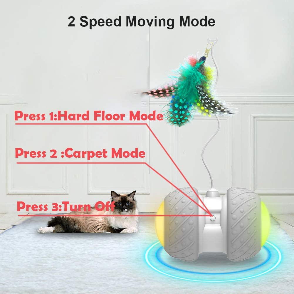 Petdroid Boltz Robotic Cat Toy Interactive,Attached with Feathers/Birds/Mouse Toys for Cats/Kitten,Large Capacity Battery/All Floors Available Animals & Pet Supplies > Pet Supplies > Cat Supplies > Cat Toys PetDroid
