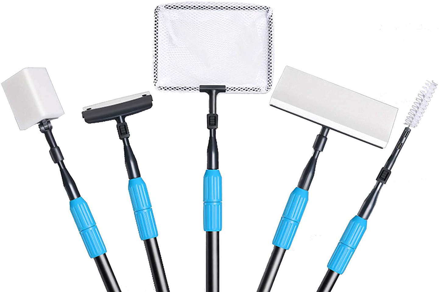 Joyeee Aquarium Cleaning Tool Kit, Fish Tank Cleaner Kit Gravel Cleaner Algae Scraper Glass Scrubber Pad Sponge Fish Net Gravel Rake Long Cleaner Brush Set Animals & Pet Supplies > Pet Supplies > Fish Supplies > Aquarium Cleaning Supplies Joyeee #5(Blue, 62 - 97cm)