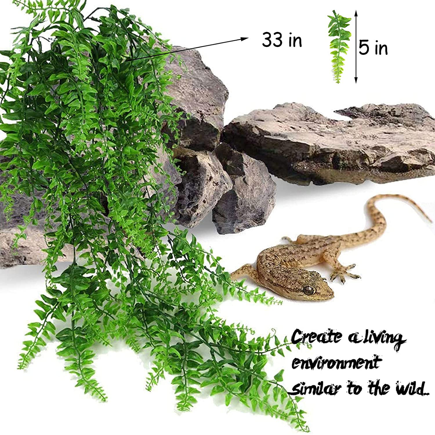 Kathson Reptile Bamboo Habitat Decor Geckos Climbing Decorations Natural Bamboo Bars with Suction Cup Hanging Plant Bendable Vine Flexible Leaves Ornaments for Geckos Lizard Tree Frog Arboreal Animals Animals & Pet Supplies > Pet Supplies > Reptile & Amphibian Supplies > Reptile & Amphibian Habitats kathson