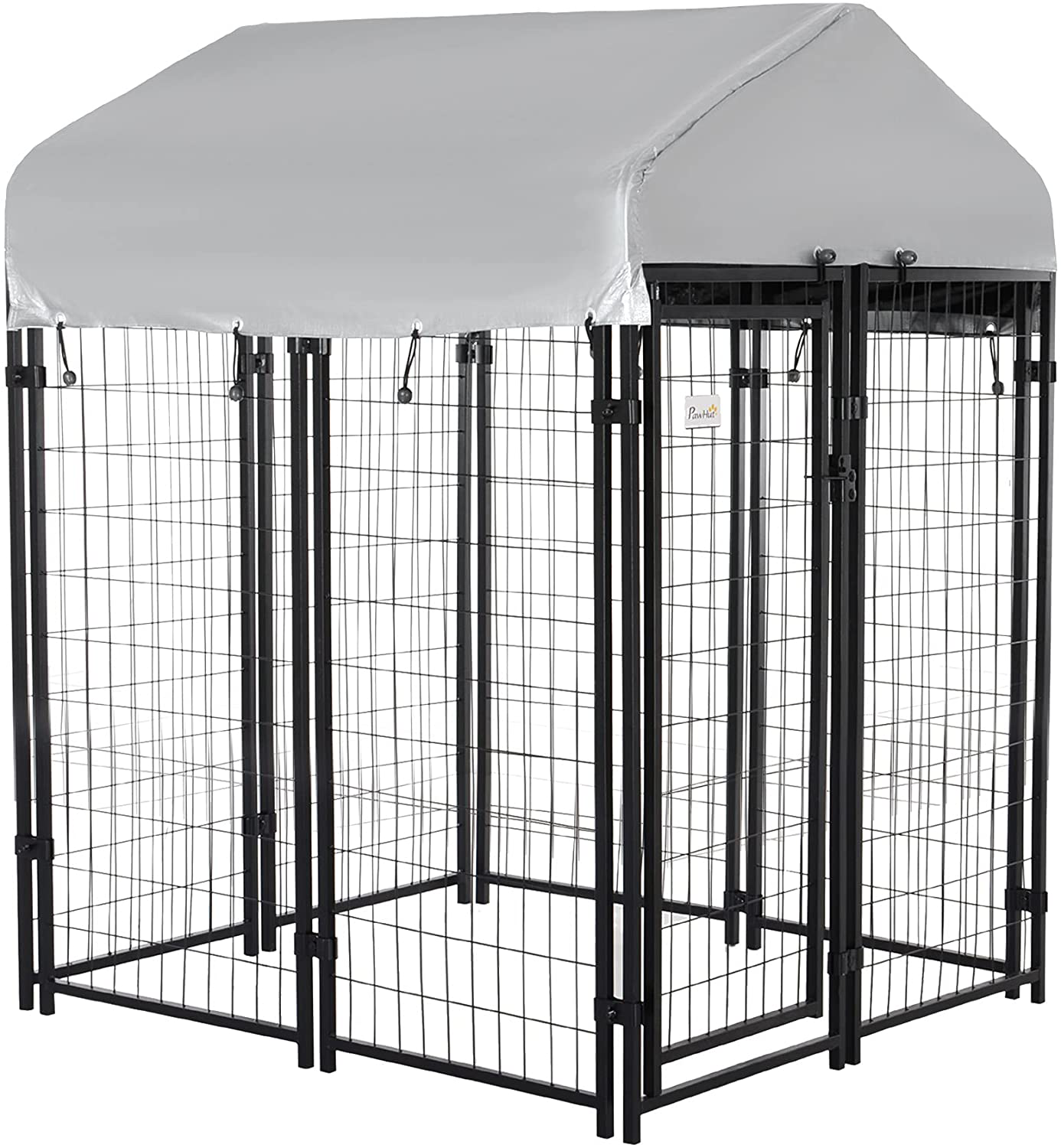 Pawhut Large Outdoor Dog Kennel Galvanized Steel Fence with Uv-Resistant Oxford Cloth Roof & Secure Lock Animals & Pet Supplies > Pet Supplies > Dog Supplies > Dog Houses Aosom LLC 4' x 4' x 4.5'