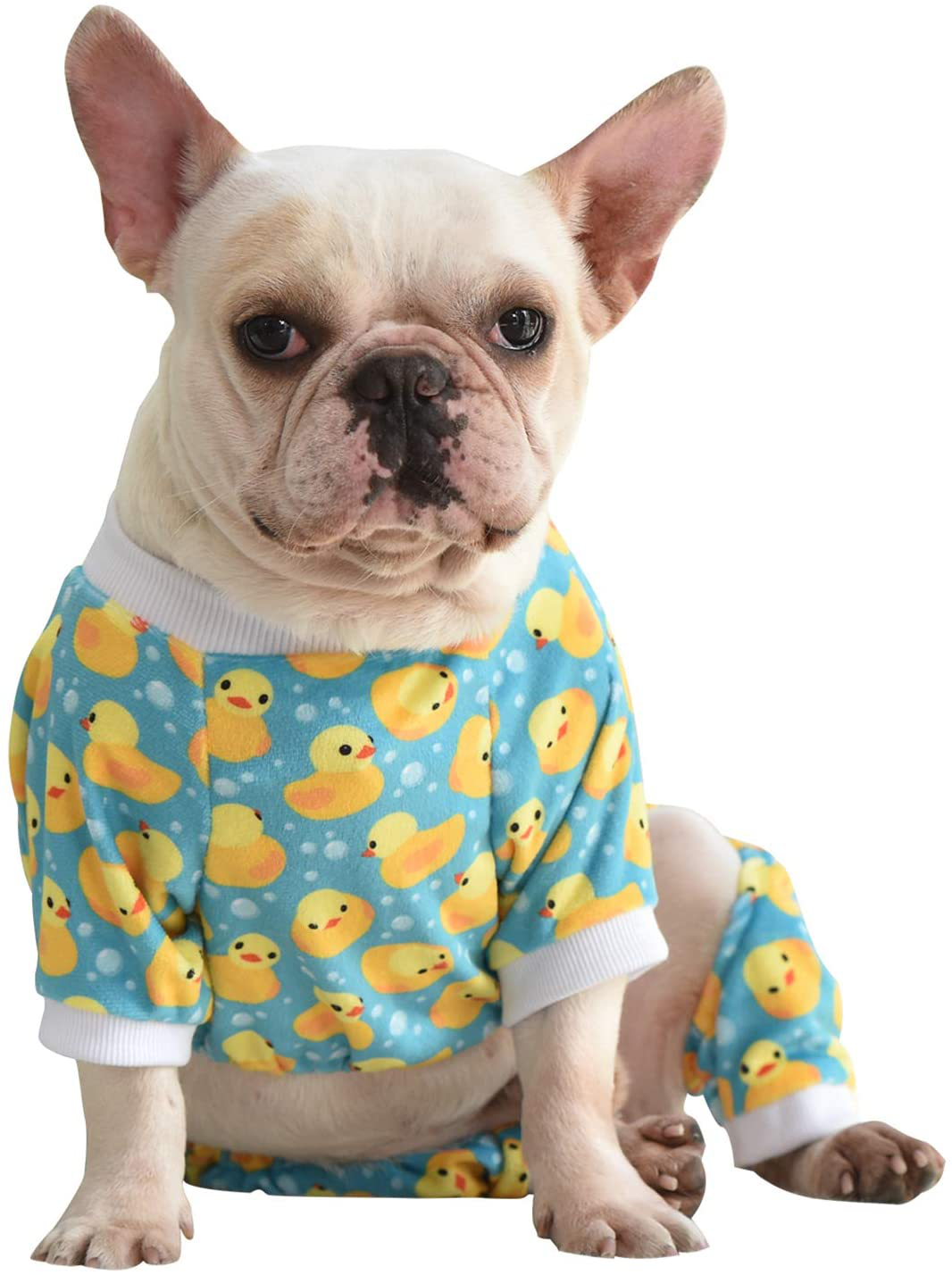 Cutebone Soft Puppy Pajamas Cute Dog Pjs Jumpsuit Pet Clothes Apparel Animals & Pet Supplies > Pet Supplies > Dog Supplies > Dog Apparel CuteBone Yellow Ducks XS(Chest Girth12’’-12.5’’ Back Length7.5’’-8’’)