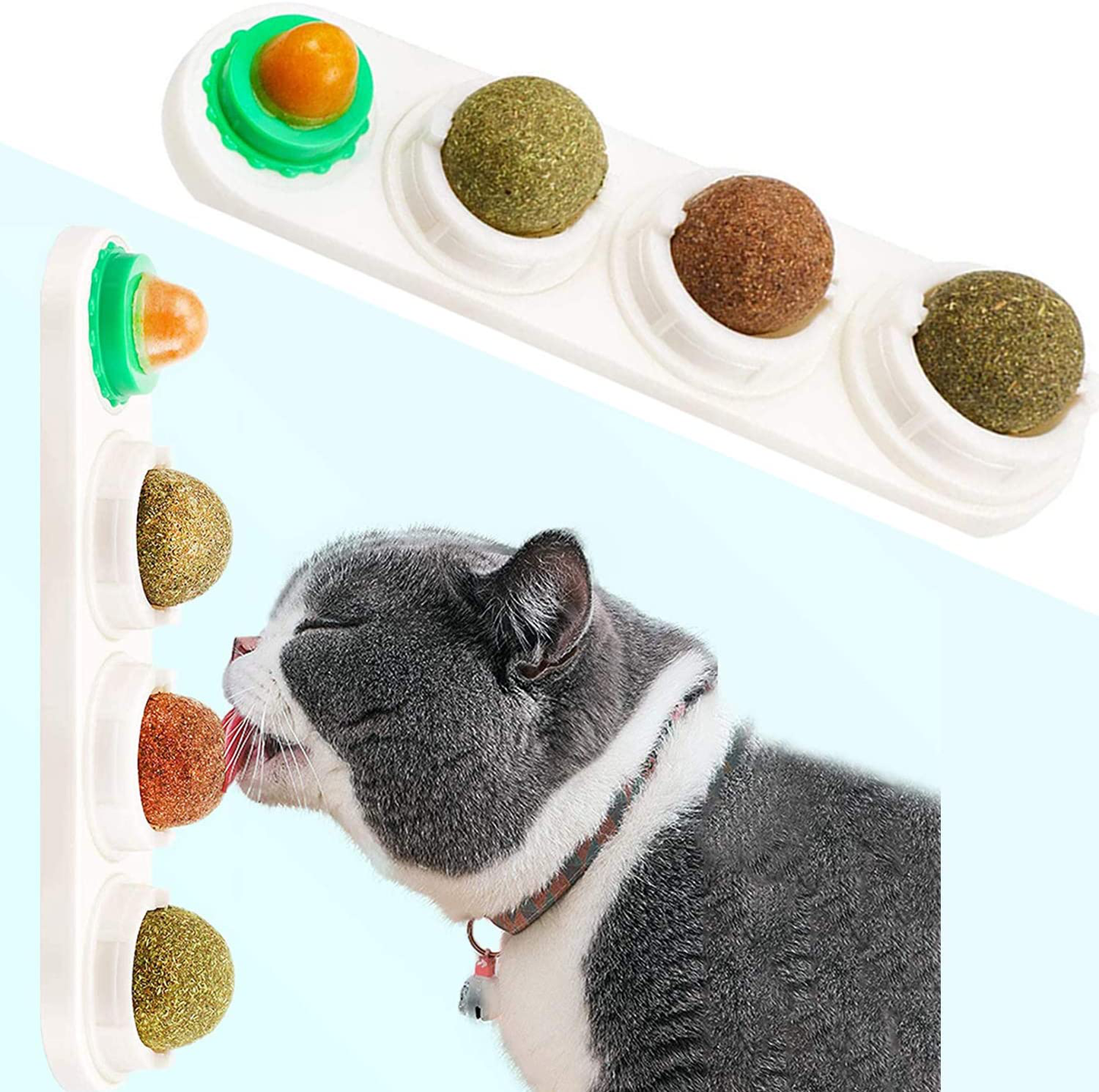 STARROAD-TIM Catnip Balls Catnip Toy for Cats Rotatable Edible Balls Natural Healthy Self-Adhesive Catnip Edible Balls Animals & Pet Supplies > Pet Supplies > Cat Supplies > Cat Toys STARROAD-TIM White