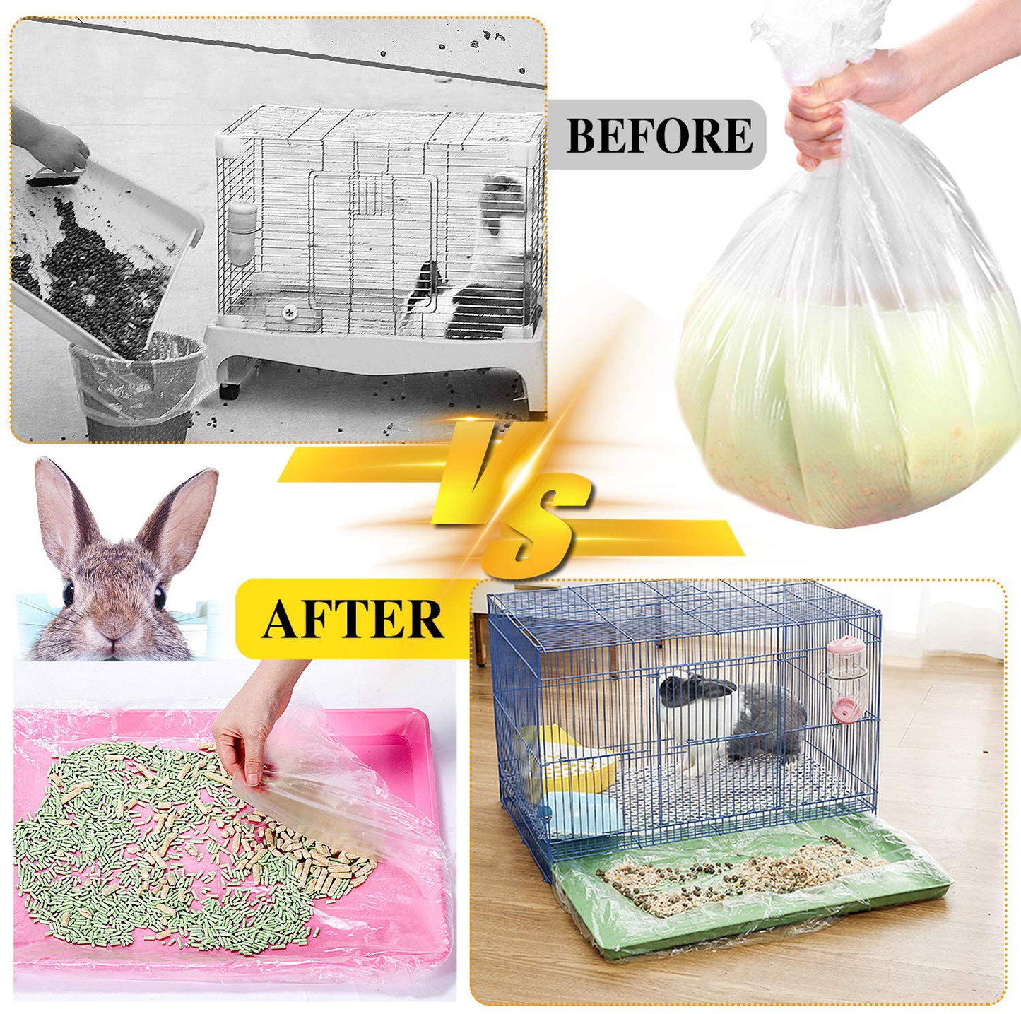 Disposable Rabbit Cage Liner, Clear Plastic Bunny Cage Liner Bag Universal Toilet Film for Bunny Hamster Totoro Hedgehog and Small Animals Cage… Animals & Pet Supplies > Pet Supplies > Small Animal Supplies > Small Animal Bedding upcessory