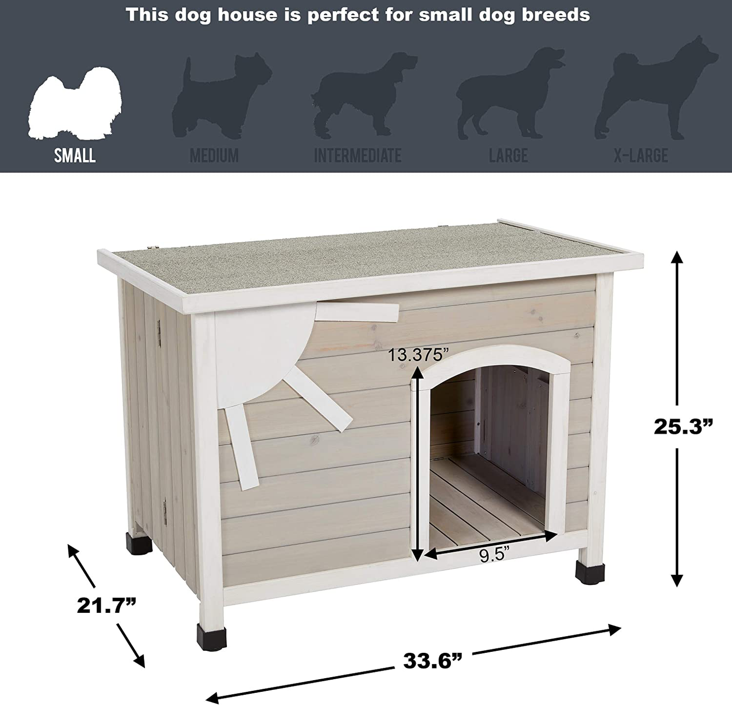 Midwest Homes for Pets Eillo Folding Outdoor Wood Dog House, No Tools Required for Assembly | Dog House Ideal for Small Dog Breeds, Beige (12EWDH-S) Animals & Pet Supplies > Pet Supplies > Dog Supplies > Dog Houses MidWest Homes for Pets