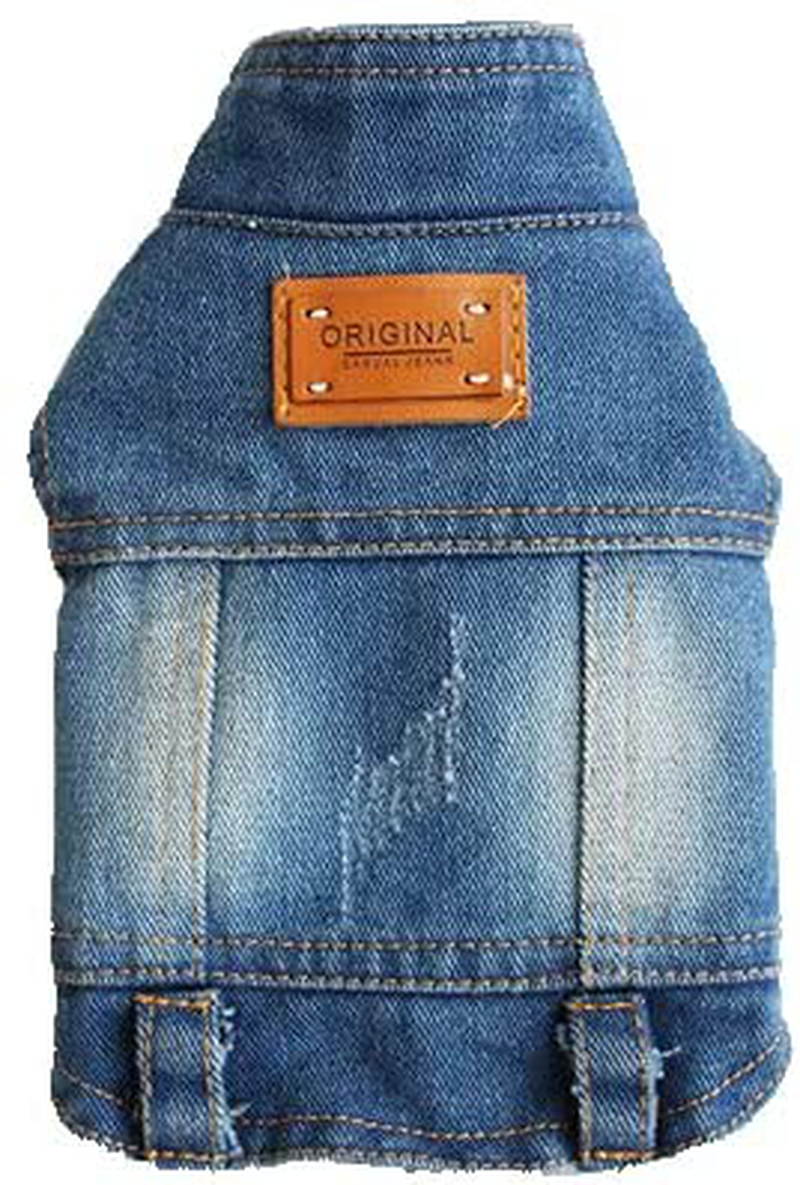TENGZHI Stylish Dog Jean Jacket Denim Pet Clothes Costume Shirts Cute Puppy Winter Coat Cat Apparel Dog Outfits for Small Medium Dogs Boy Girl Animals & Pet Supplies > Pet Supplies > Cat Supplies > Cat Apparel TENGZHI BLUE Stand Collar Medium (Pack of 1)