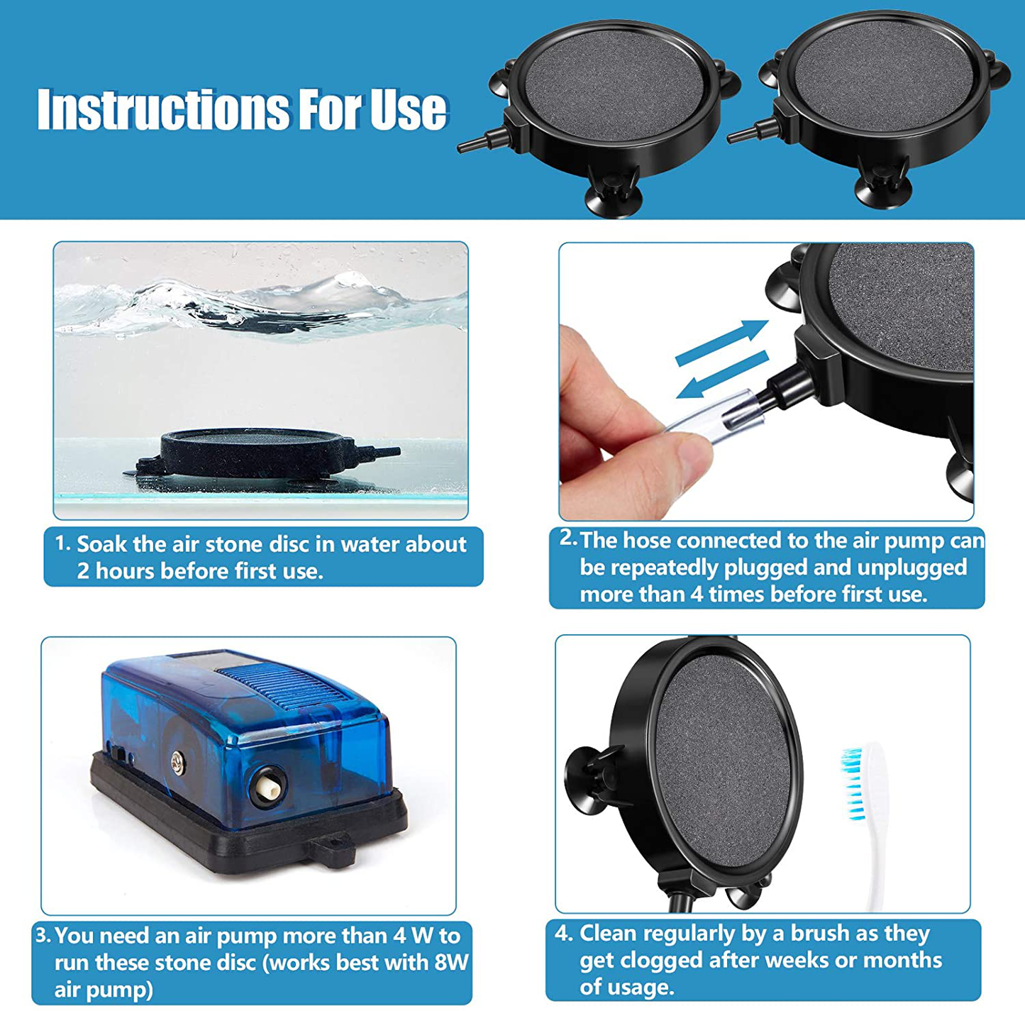 Mudder 30 Pieces 4 Inch Air Stone Disc Kit Set 4 Pieces Air Stone Bubble Diffusers, 13 Ft Airline Tube, Control Valve, Check Valves, Suction Cups, Air Pump Accessories for Hydroponic Growing System Animals & Pet Supplies > Pet Supplies > Fish Supplies > Aquarium Air Stones & Diffusers Mudder