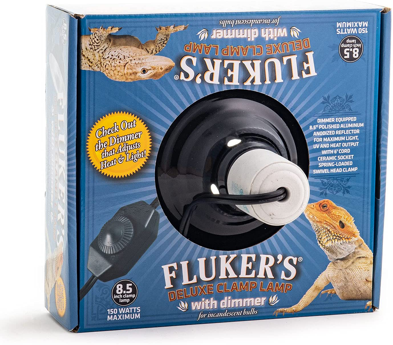 Fluker'S Repta-Clamp Lamp 8.5-Inch Ceramic with Dimmable Switch Animals & Pet Supplies > Pet Supplies > Reptile & Amphibian Supplies > Reptile & Amphibian Habitat Heating & Lighting Fluker's